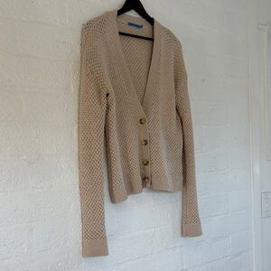 Beige Knit Button-Front Women’s Cardigan Sweater